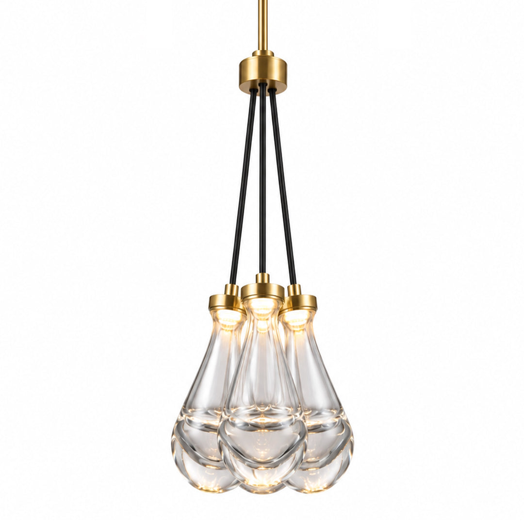 Vaso Water Drop Mini-Pendant in Aged Brass by Zeev