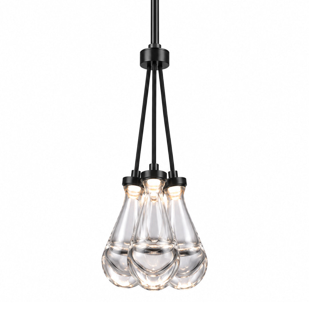 Vaso Water Drop Mini-Pendant in Satin Brushed Black by Zeev