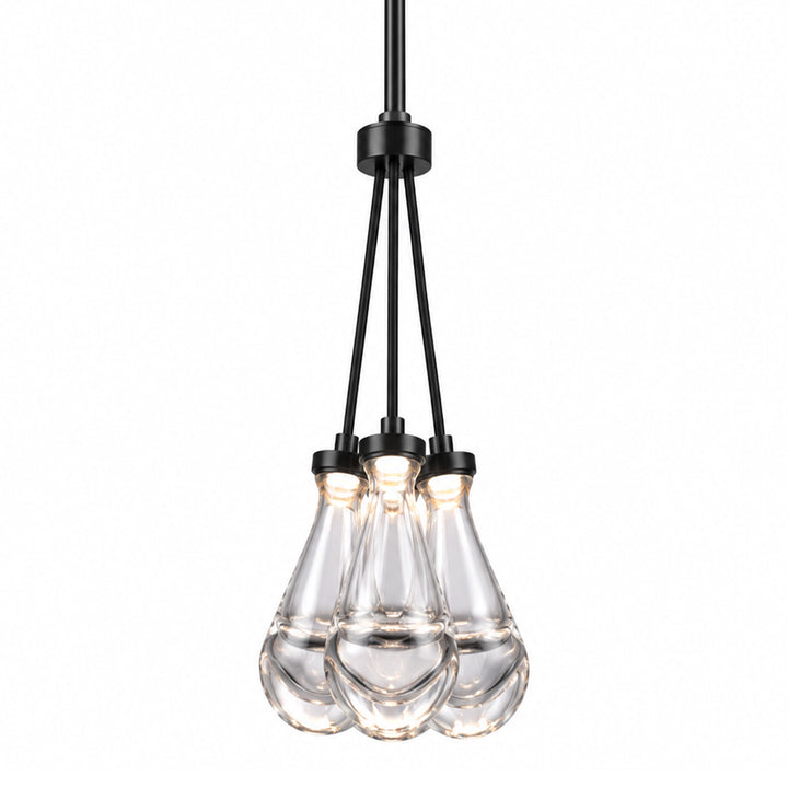Vaso Water Drop Mini-Pendant in Satin Brushed Black by Zeev
