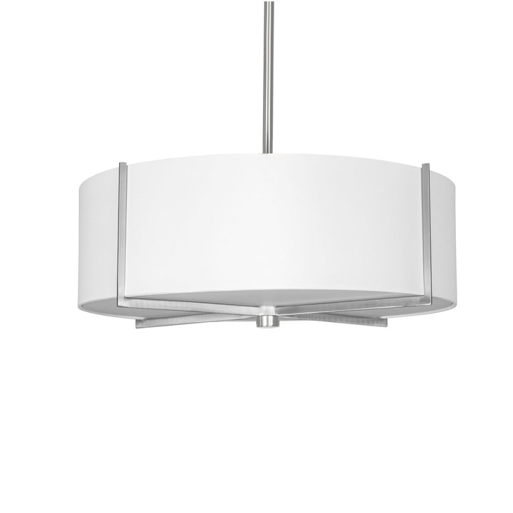 Strata Pendant in Brushed Chrome and White with White Shade by Russell