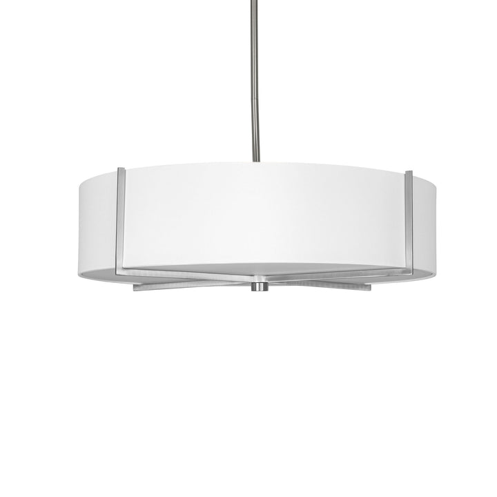 Strata Pendant in Brushed Chrome and White with White Shade by Russell