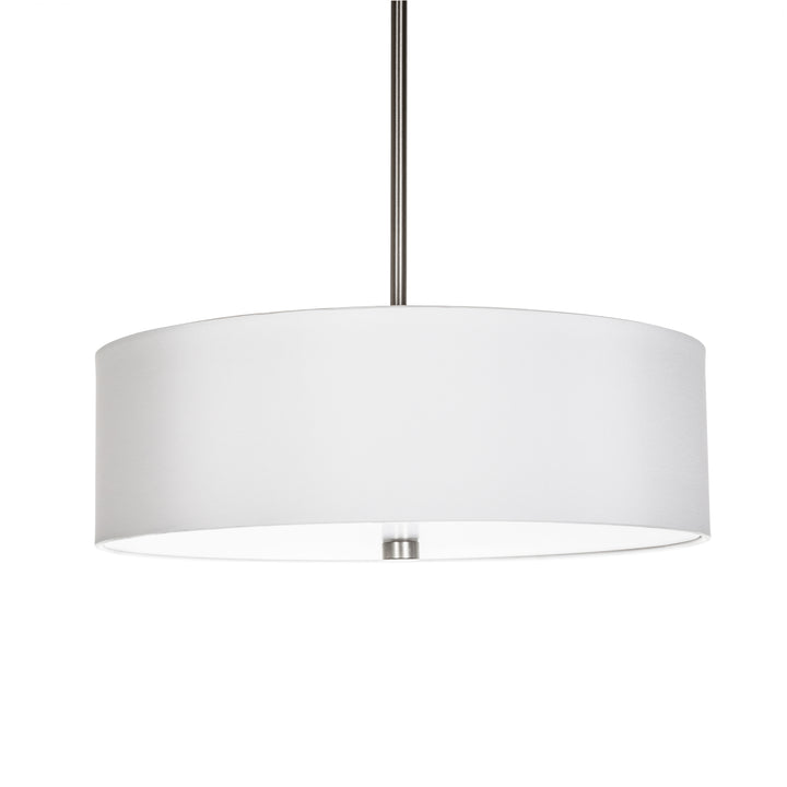 Vyre Pendant in Brushed Chrome and White with White Shade by Russell
