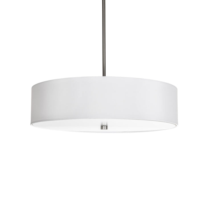 Vyre Pendant in Brushed Chrome and White with White Shade by Russell