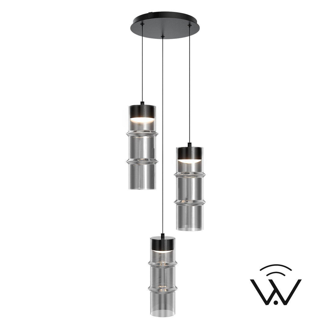 Kanister Round Multi Light in Black/Smoke Glass by WAC Lighting