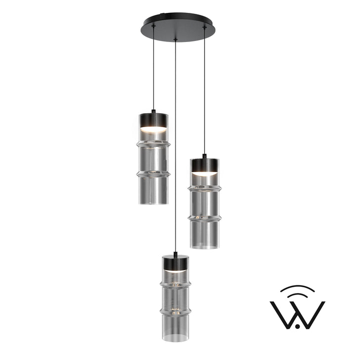 Kanister Round Multi Light in Black/Smoke Glass by WAC Lighting