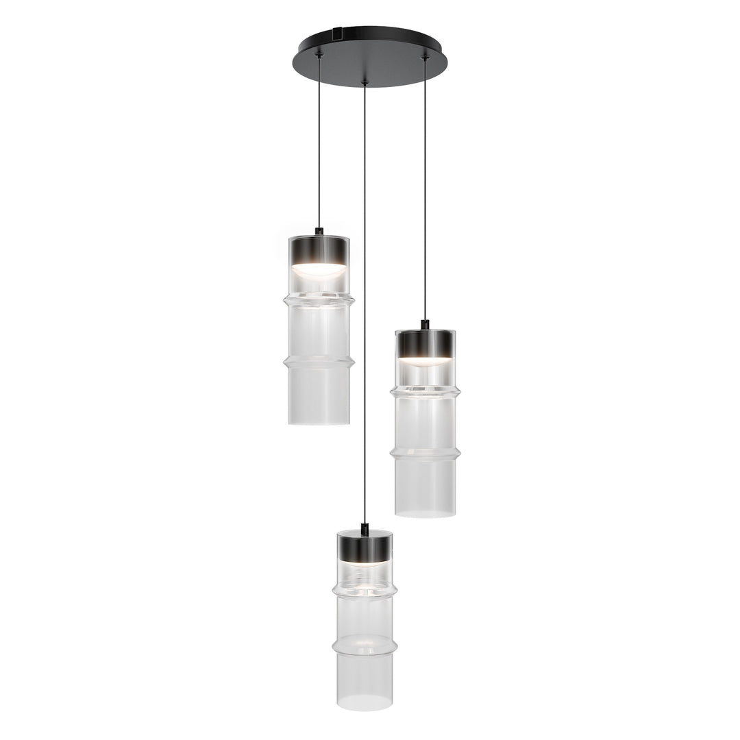 Kanister Round Multi Light in Black/White Glass by WAC Lighting