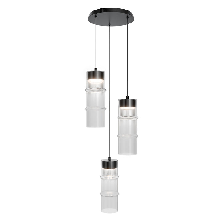 Kanister Round Multi Light in Black/White Glass by WAC Lighting
