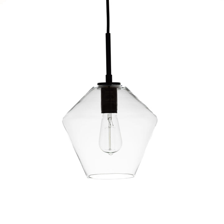 Gladstone Pendant in Black with Clear Glass by Russell