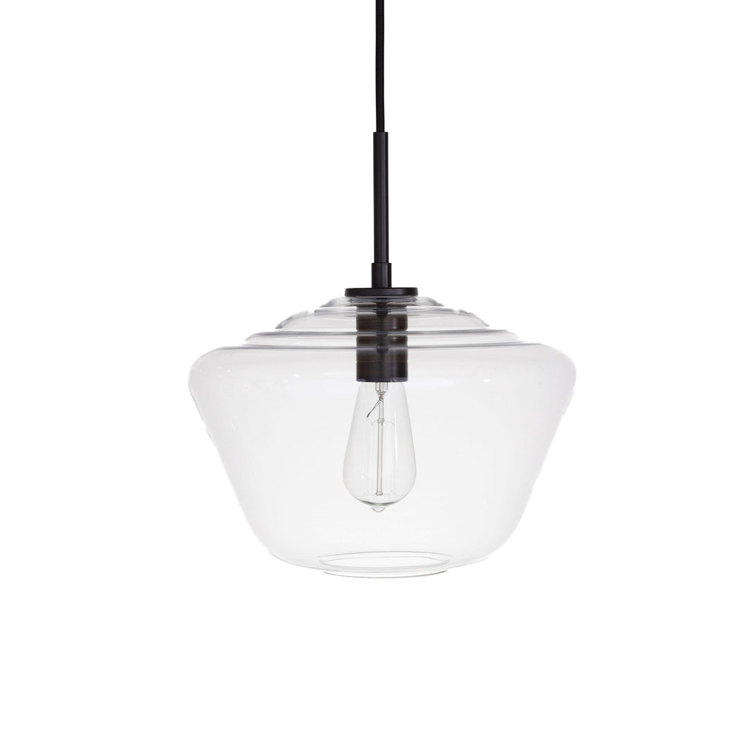Gladstone Pendant in Black with Clear Glass by Russell