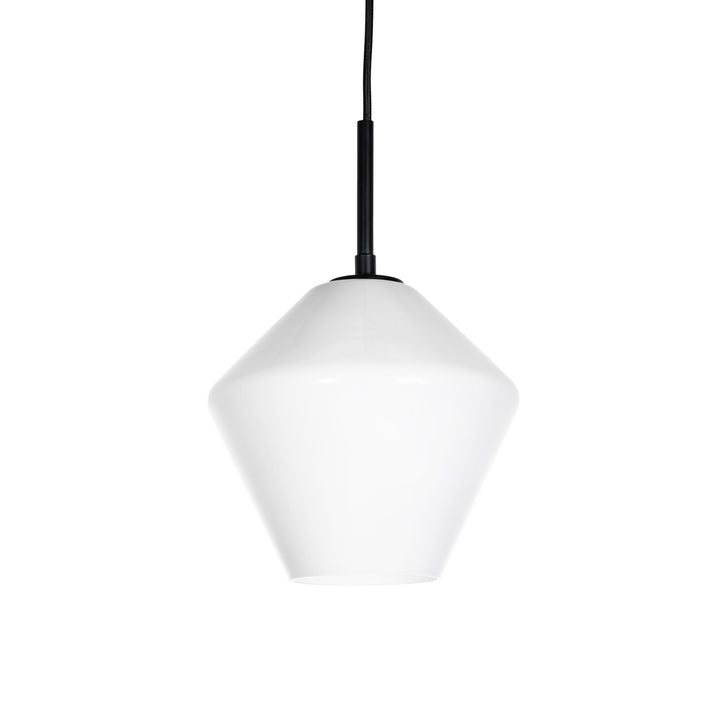 Gladstone Pendant in Black with Milk Glass by Russell