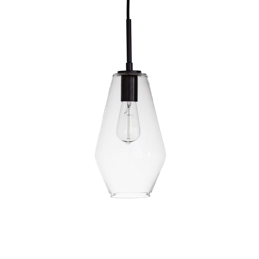 Gladstone Pendant in Black with Clear Glass by Russell