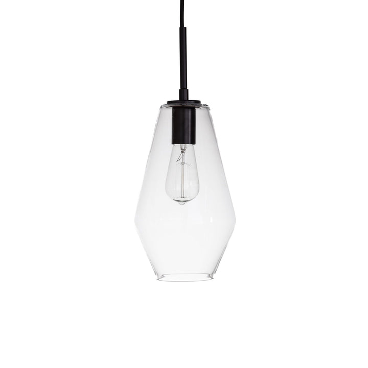 Gladstone Pendant in Black with Clear Glass by Russell