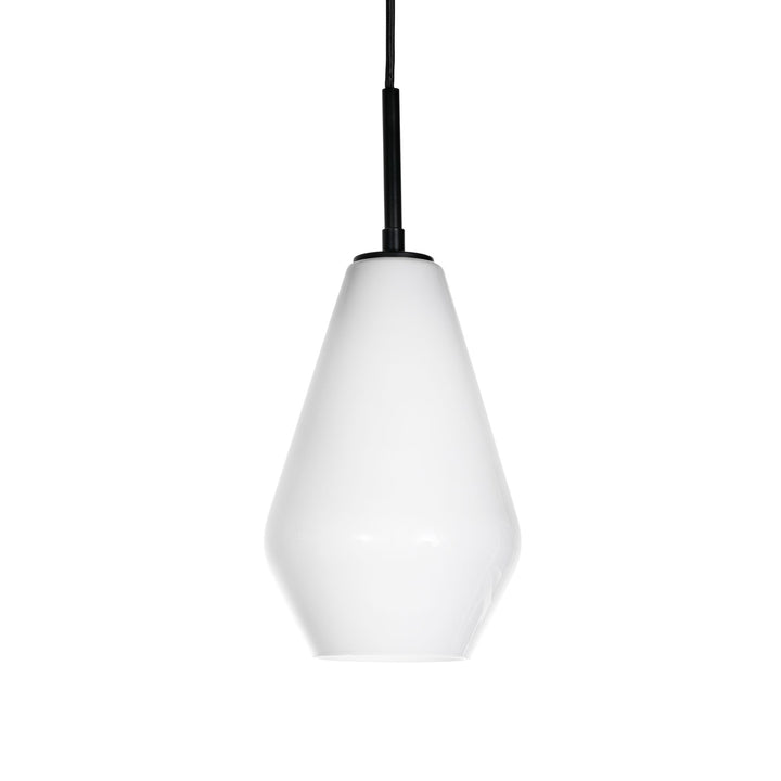 Gladstone Pendant in Black with Milk Glass by Russell