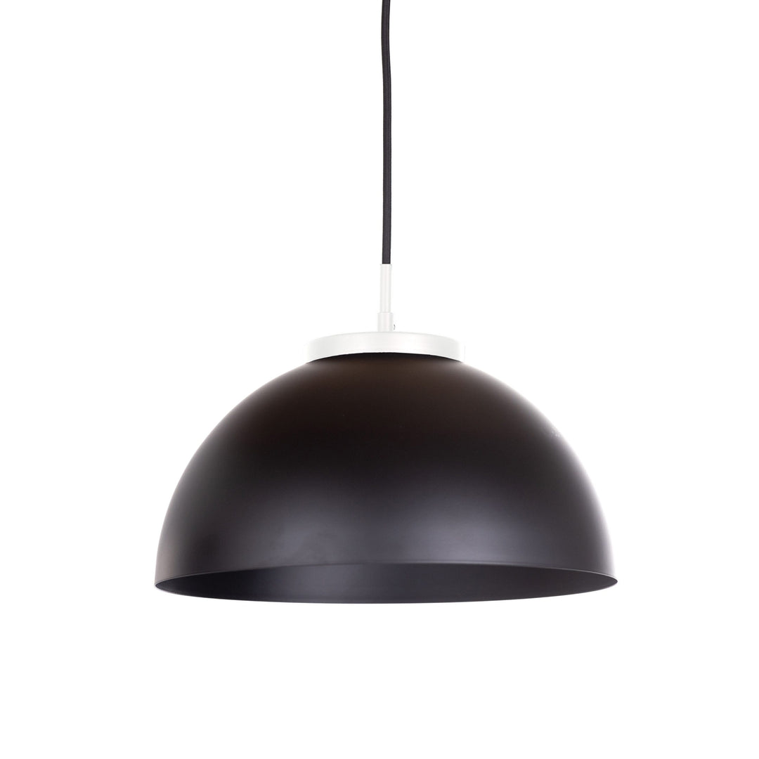 Hana LED Pendant in Black and White with Black Metal Shade by Russell