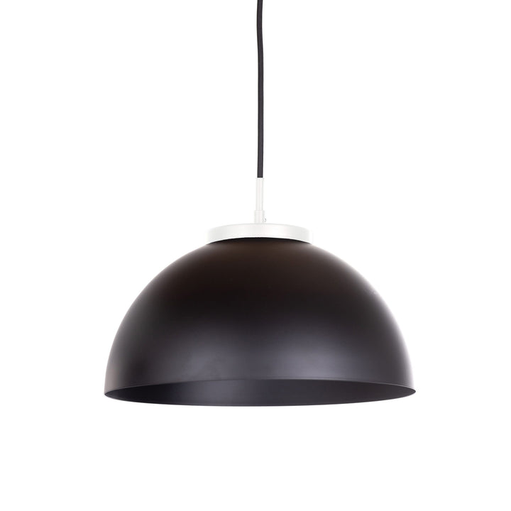 Hana LED Pendant in Black and White with Black Metal Shade by Russell