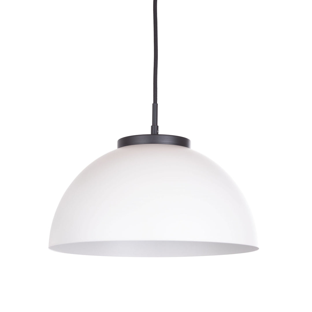 Hana LED Pendant in White and Black with White Metal Shade by Russell