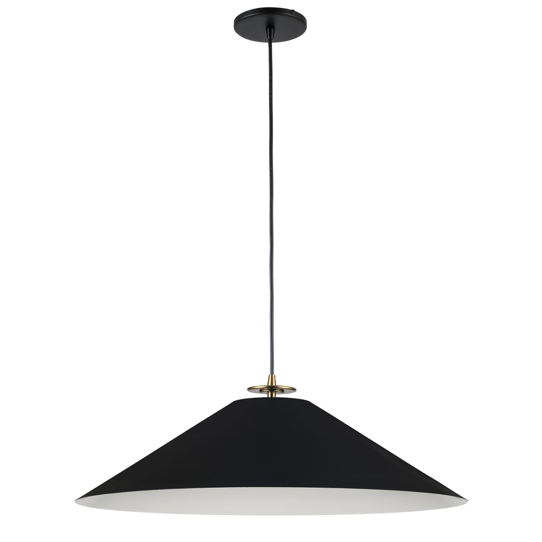 Prudence 1 Light Incandescent Pendant in Black & Aged Brass by Dainolite
