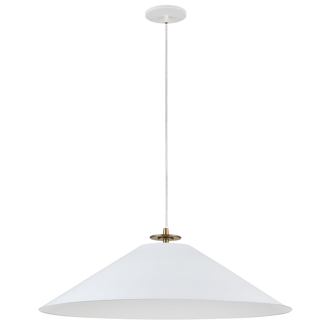 Prudence 1 Light Incandescent Pendant in White & Aged Brass by Dainolite