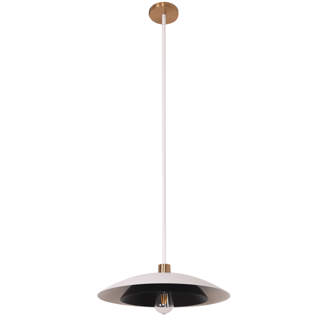 Pima 1 Light Pendant in Matte White & Matte Black & Aged Brass by Dainolite
