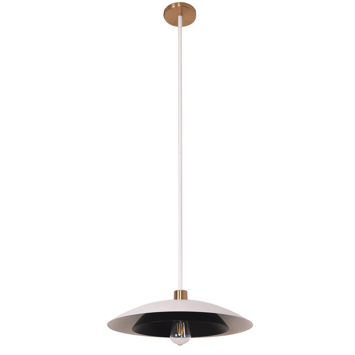 Pima 1 Light Pendant in Matte White & Matte Black & Aged Brass by Dainolite