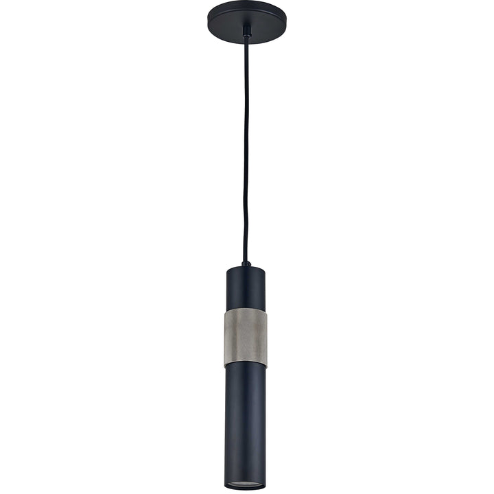 Passwell 1 Light Halogen Pendant in Matte Black & Satin Chrome by Dainolite