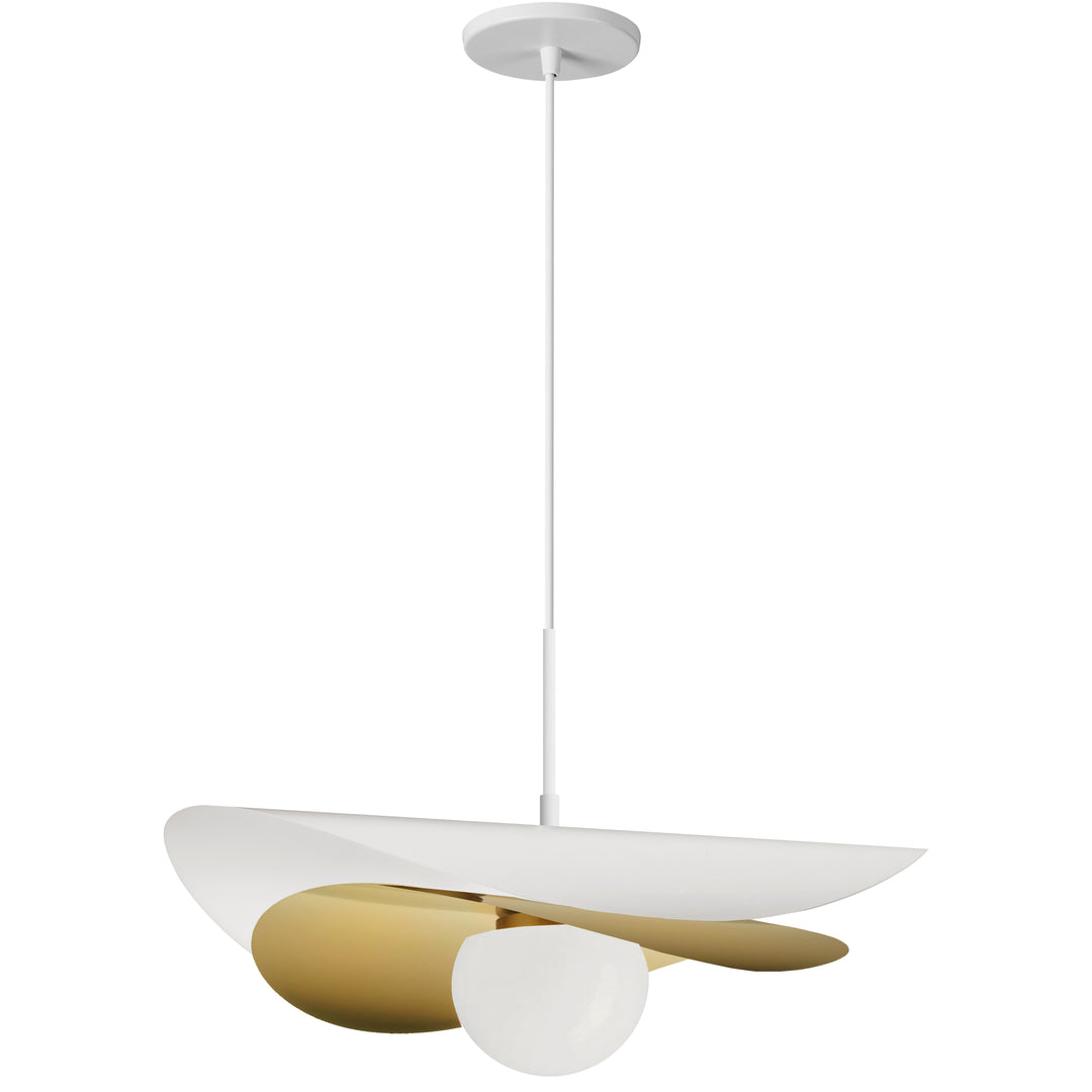 Paven 12W Pendant (PVN-2012LEDP) in Matte White & Aged Brass by Dainolite