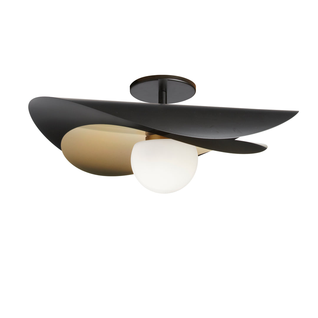 Paven 12W Semi-Flush Mount in Matte Black & Aged Brass by Dainolite