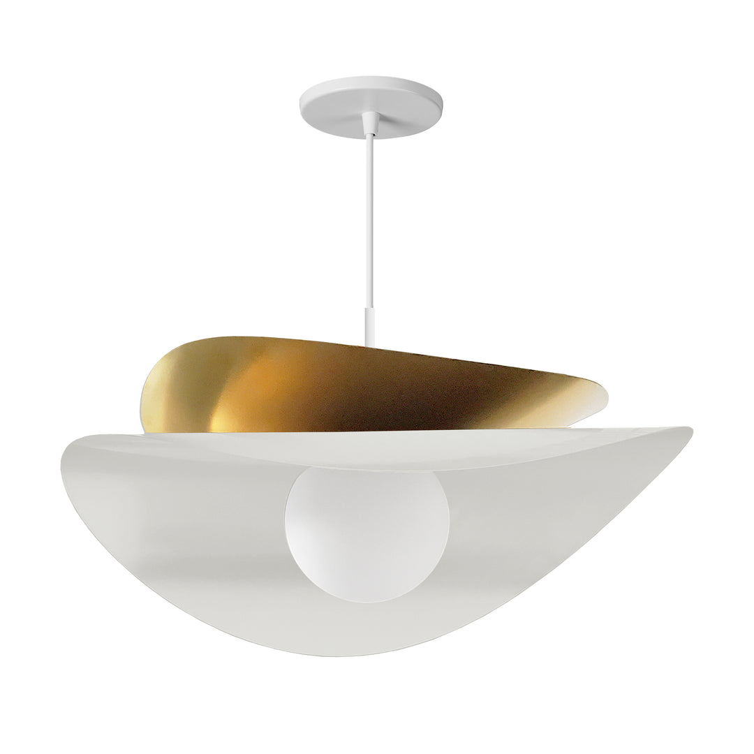 Paven 12W Pendant (PVN-2015LEDP) in Matte White & Aged Brass by Dainolite