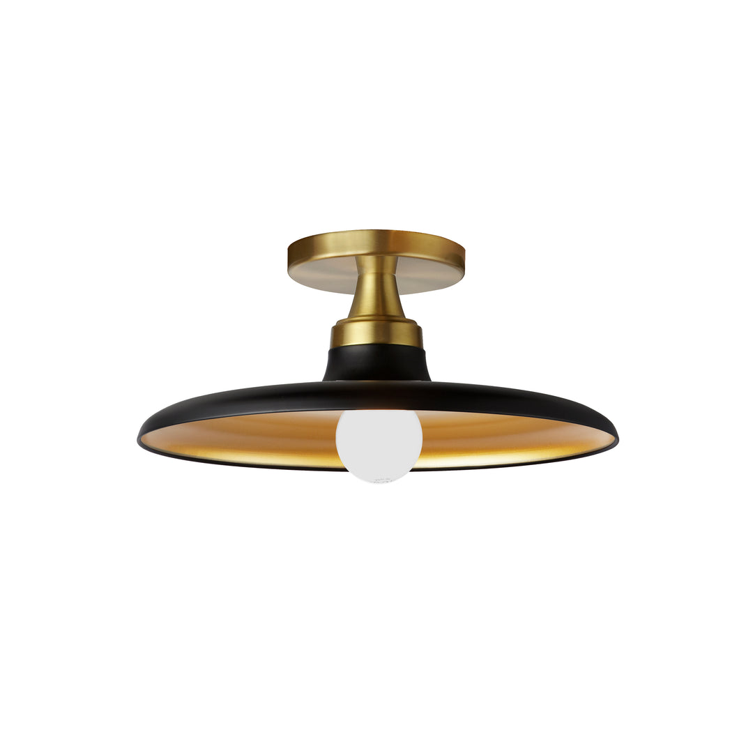 Quentin 1 Light Semi-Flush Mount in Matte Black/Gold & Aged Brass by Dainolite