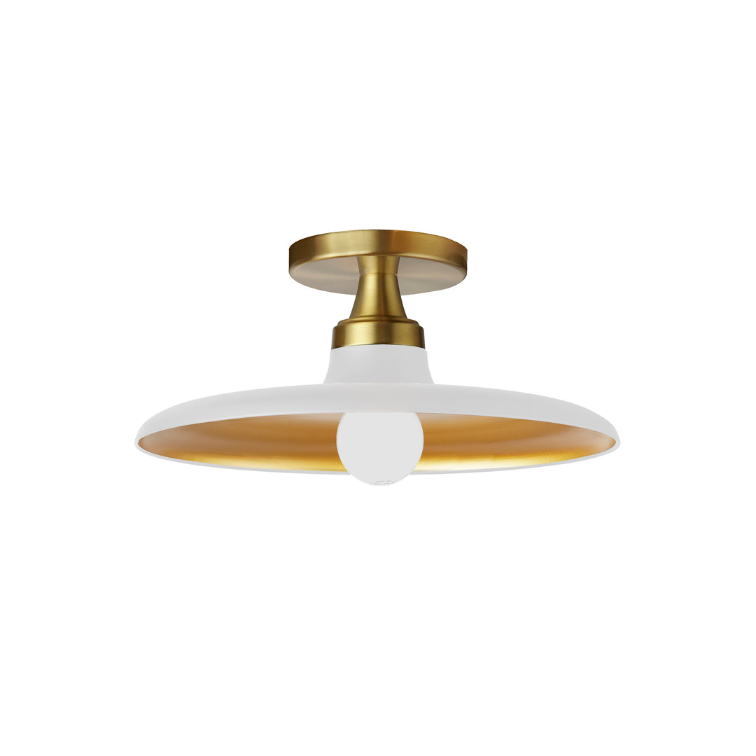 Quentin 1 Light Semi-Flush Mount in Matte White/Gold & Aged Brass by Dainolite