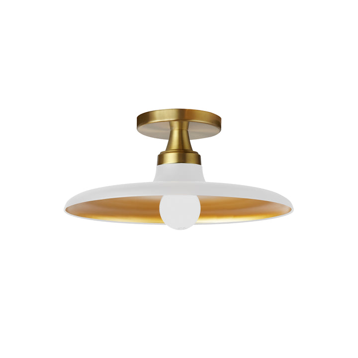Quentin 1 Light Semi-Flush Mount in Matte White/Gold & Aged Brass by Dainolite