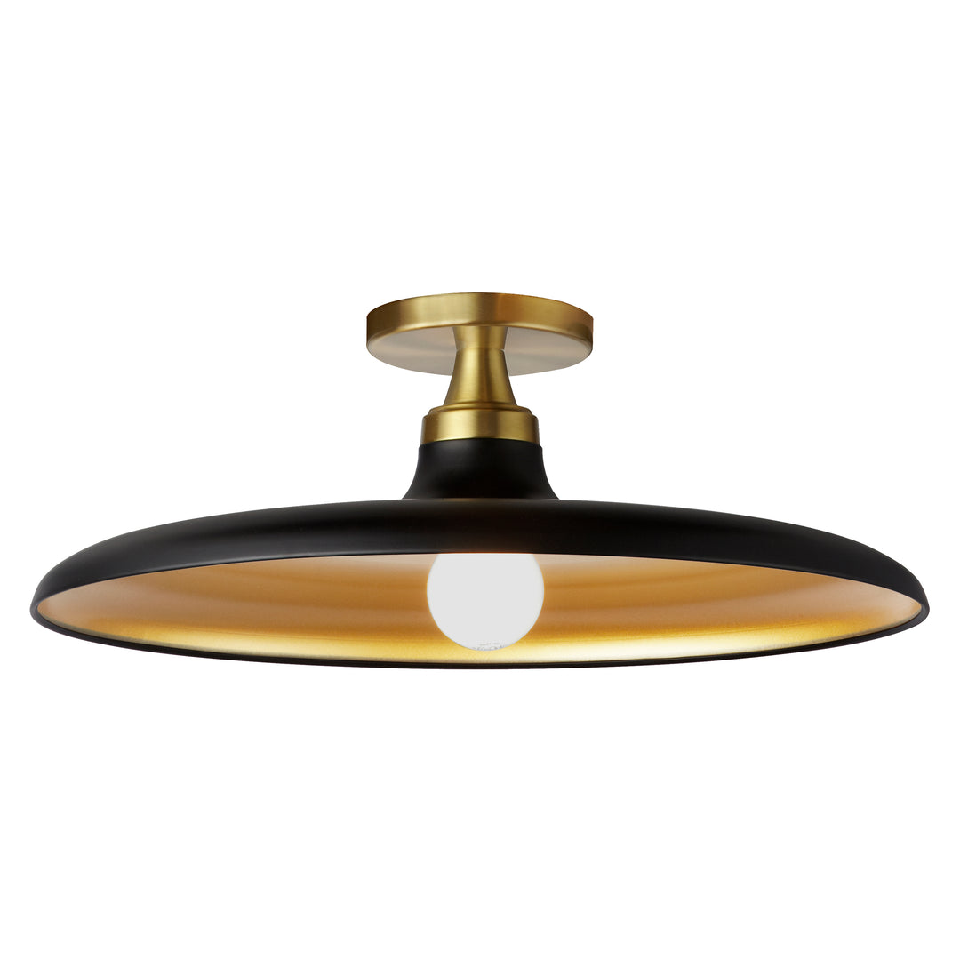Quentin 1 Light Semi-Flush Mount (QTN-181SF) in Matte Black/Gold & Aged Brass by Dainolite