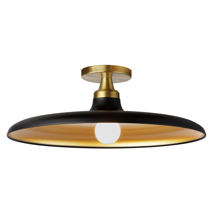 Quentin 1 Light Semi-Flush Mount (QTN-181SF) in Matte Black/Gold & Aged Brass by Dainolite