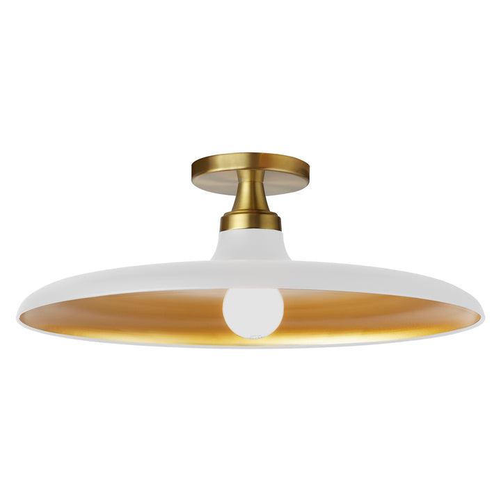 Quentin 1 Light Semi-Flush Mount (QTN-181SF) in Matte White/Gold & Aged Brass by Dainolite