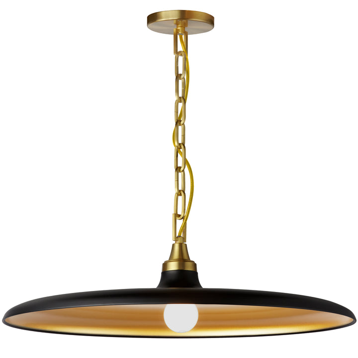 Quentin 1 Light Pendant (QTN-241P) in Matte Black & Aged Brass by Dainolite