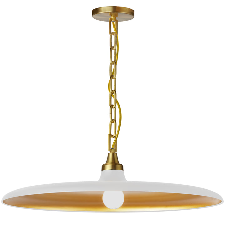 Quentin 1 Light Pendant (QTN-241P) in Matte White & Aged Brass by Dainolite