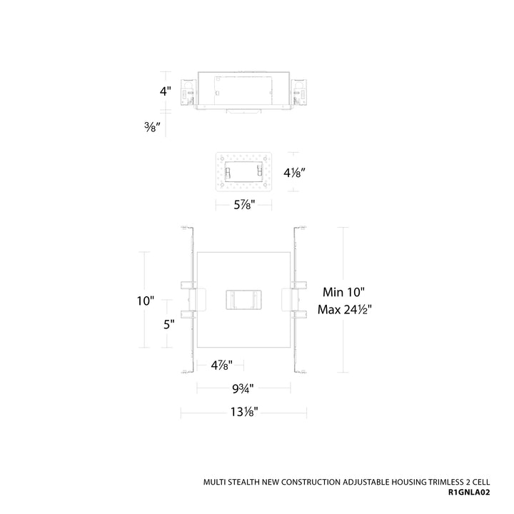Multi Stealth New Construction Adjustable Housing Trimless by WAC Lighting - view 15