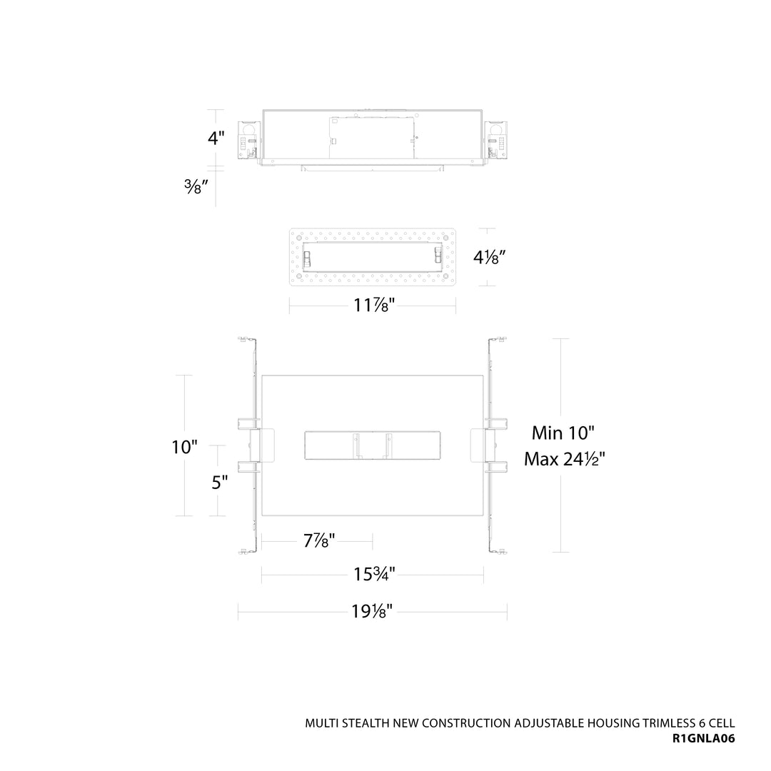 Multi Stealth New Construction Adjustable Housing Trimless by WAC Lighting - view 13