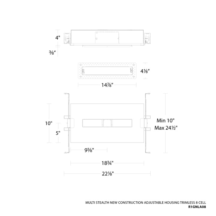 Multi Stealth New Construction Adjustable Housing Trimless by WAC Lighting - view 12