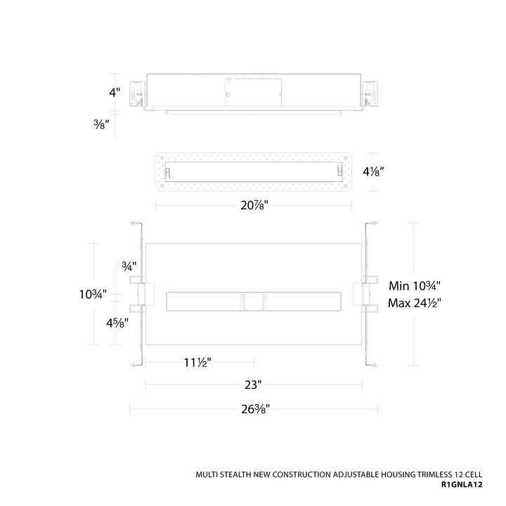 Multi Stealth New Construction Adjustable Housing Trimless by WAC Lighting - view 11