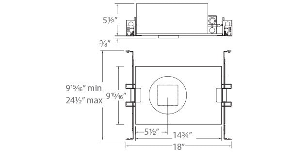 Volta 2" Tunable White New Construction Housing Invisible Trim Square by WAC Lighting - view 2