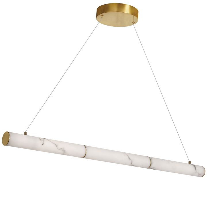 Reuben 30W Horizontal Pendant in Aged Brass by Dainolite