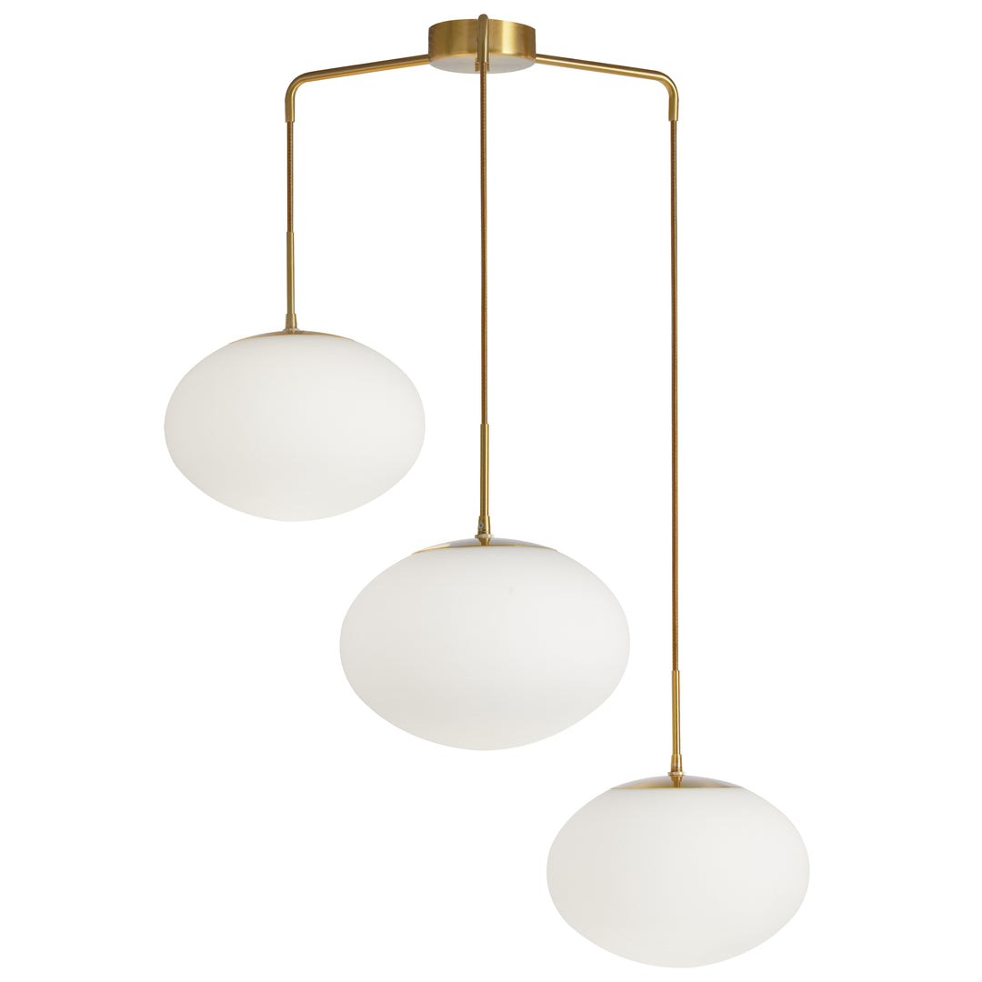 Rachel 3 Light Pendant in Aged Brass by Dainolite