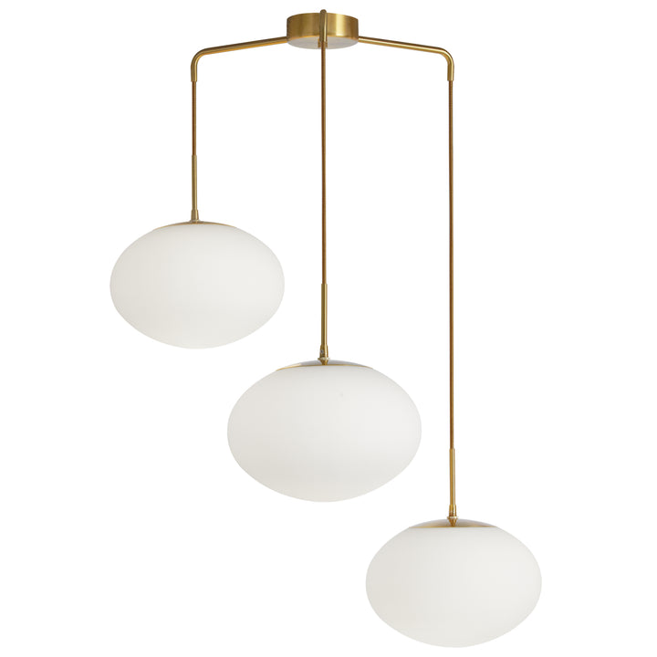 Rachel 3 Light Pendant in Aged Brass by Dainolite