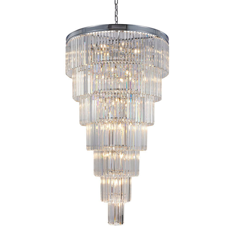 Seven Tier Frame Chandelier with Clear Hanging Crystals (RD14) in Chrome by Bethel