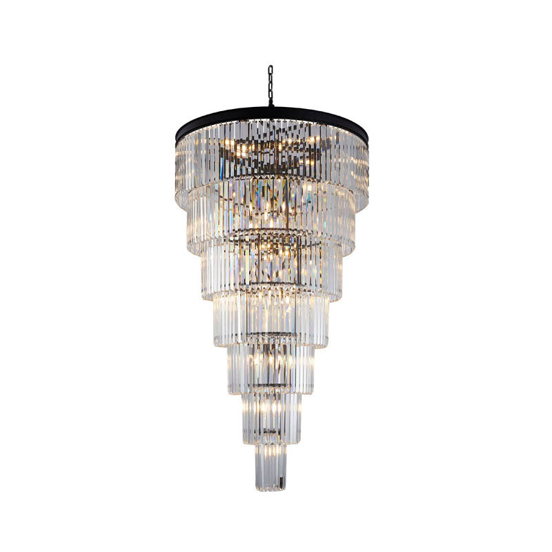 Seven Tier Frame Chandelier with Clear Hanging Crystals (RD14) in Black by Bethel