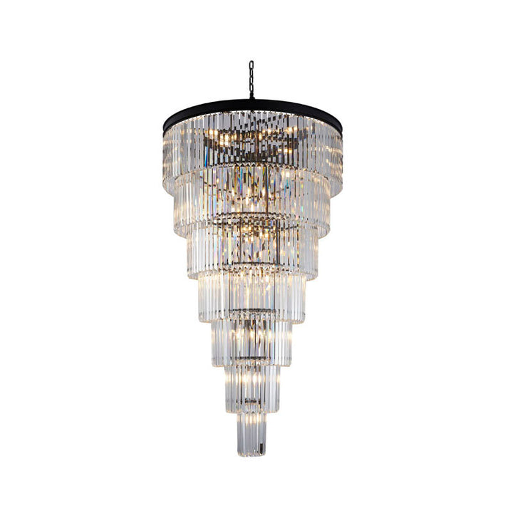 Seven Tier Frame Chandelier with Clear Hanging Crystals (RD14) in Black by Bethel