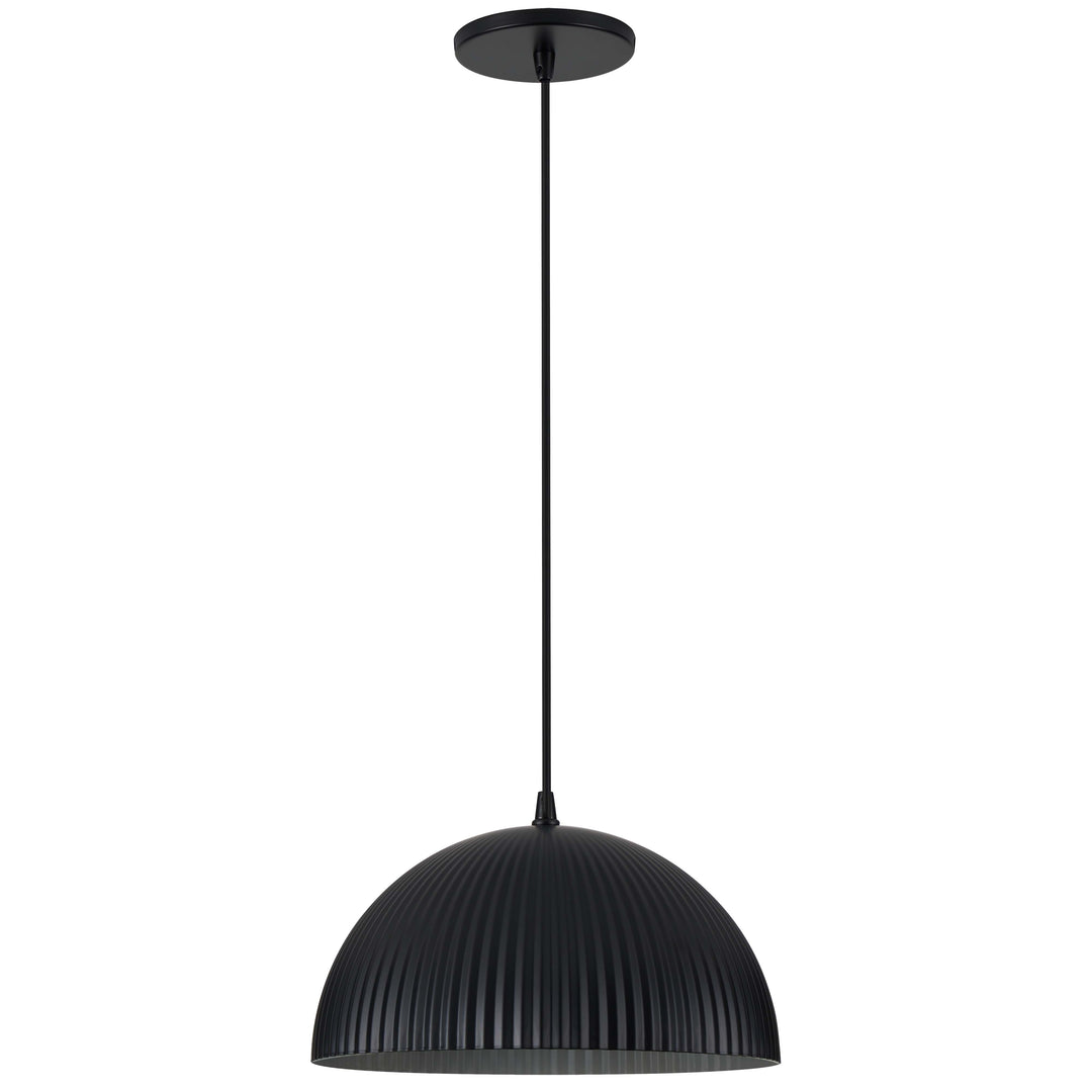 Remy 1 Light Ribbed Pendant in Matte Black by Dainolite