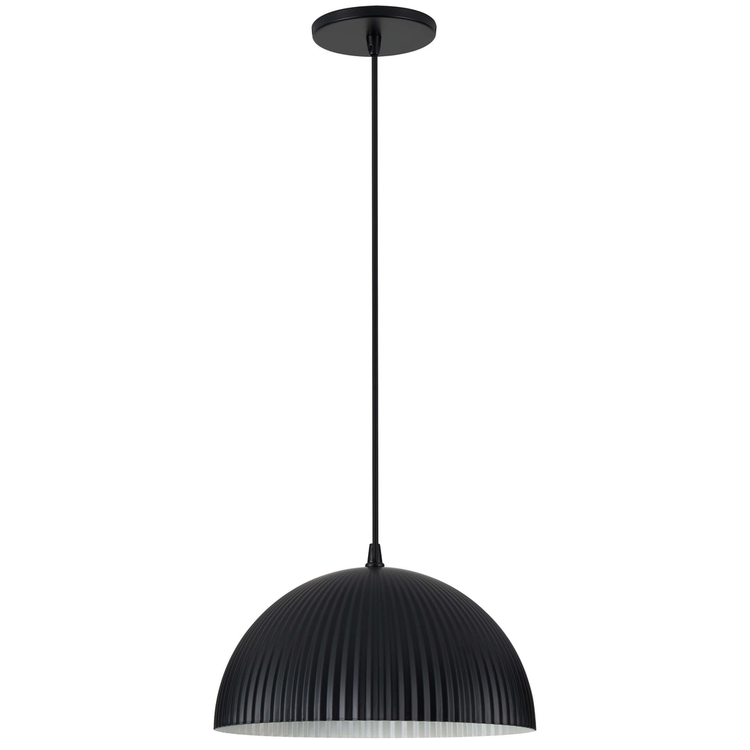 Remy 1 Light Ribbed Pendant in Matte Black by Dainolite