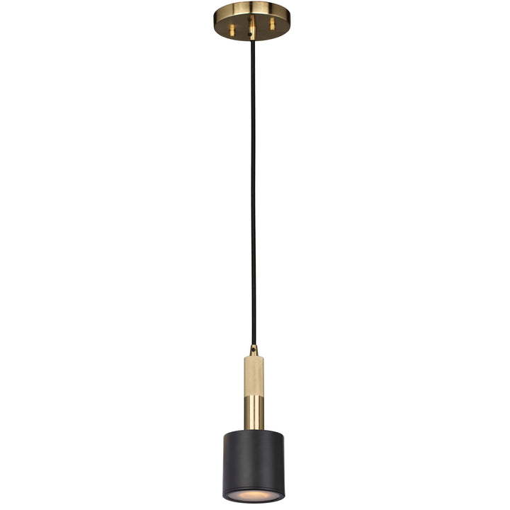 Rhoswen 1 Light Pendant in Matte Black & Aged Brass by Dainolite